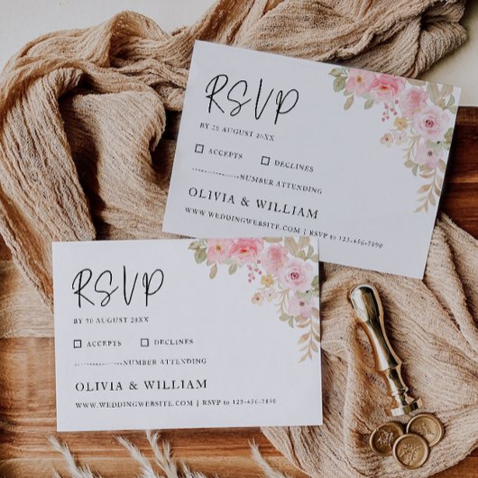 Modèle de carte Rose mariage RSVP