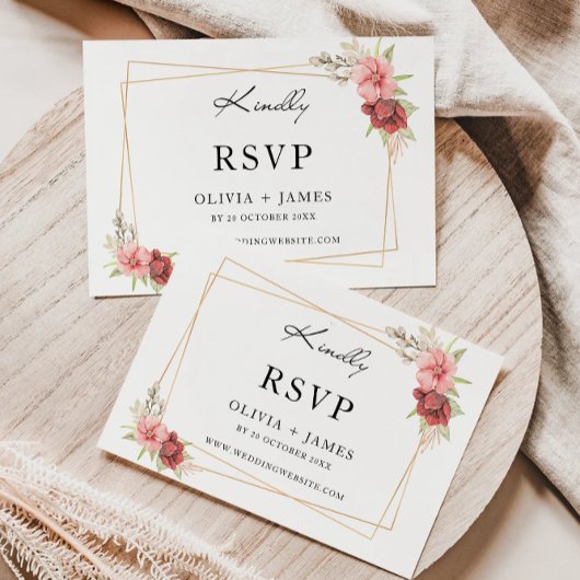 Modèle de carte Rose mariage RSVP