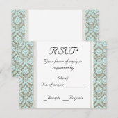 Modèle de carte RSVP Aqua Damask (Devant / Derrière)