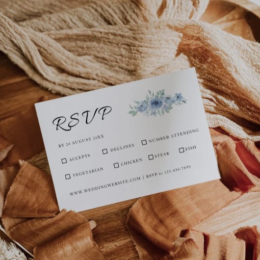 Modèle de carte RSVP de mariage bleu