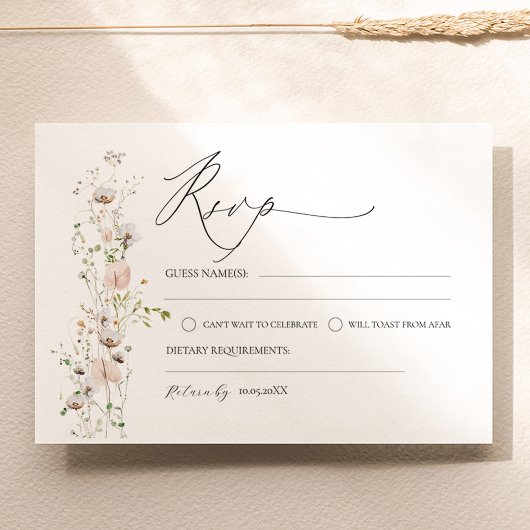 Modèle de carte RSVP de mariage fleur sauvage