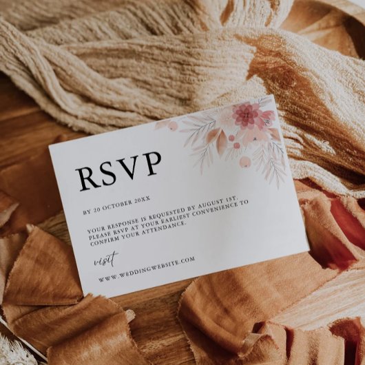 Modèle de carte RSVP de mariage fleur sauvage