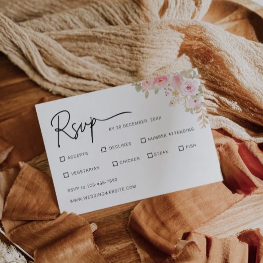 Modèle de carte RSVP de mariage rose