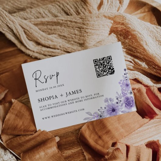 Modèle de carte RSVP de mariage violet