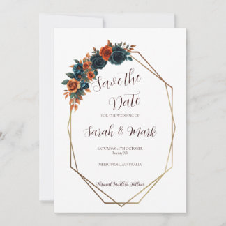 Modèle de carte "Save the Date" Orange Brûlé et Sa