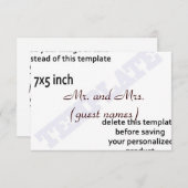 MODELE DE CARTES D'ACCOMPAGNEMENT DE MARIAGE (Devant / Derrière)