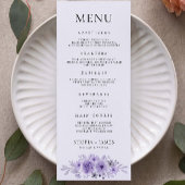 Modèle de cartes de menu Mariage violet