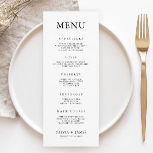 Modèle de cartes de menu minimaliste Mariage