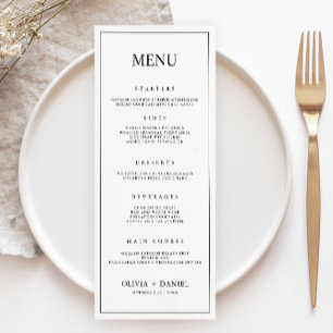 Modèle de cartes de menu minimaliste Mariage