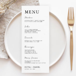 Modèle de cartes de menu minimaliste Mariage