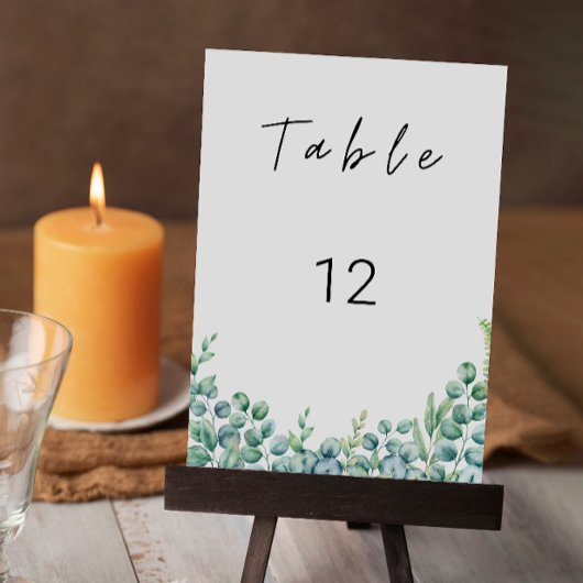 Modèle de cartes de table de mariage avec verdure