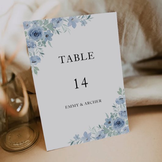 Modèle de cartes de table Mariage bleu