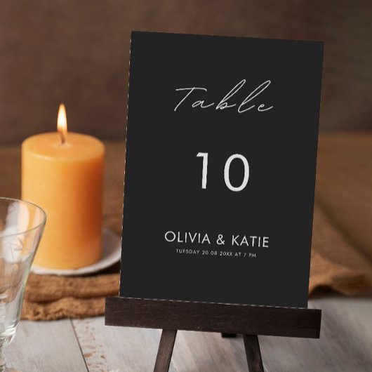 Modèle de cartes de table Mariage noir