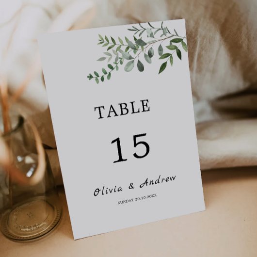 Modèle de cartes de table mariage vertes