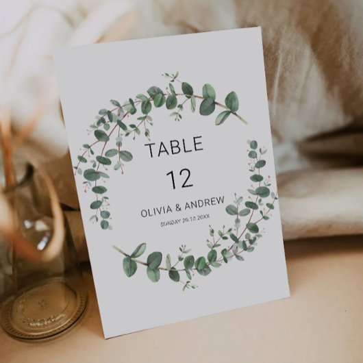 Modèle de cartes de table mariage vertes