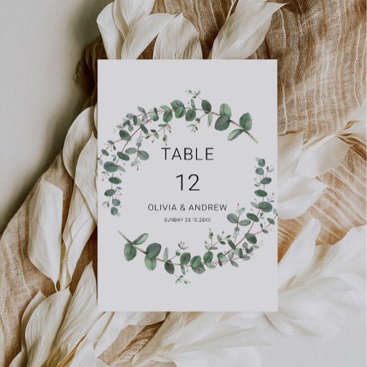 Modèle de cartes de table mariage vertes