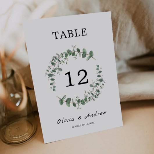 Modèle de cartes de table mariage vertes
