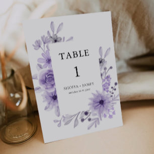 Modèle de cartes de table Mariage violet