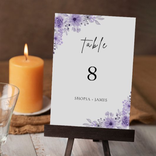 Modèle de cartes de table Mariage violet