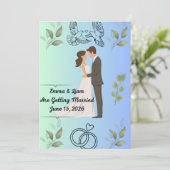 Modèle de carton d'invitation de mariage élégant m (Debout devant)