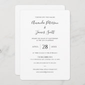 Modèle de carton d'invitation de mariage simple et (Devant / Derrière)