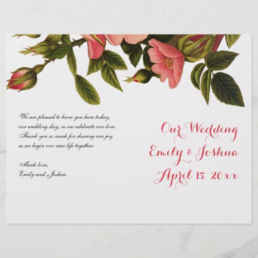Modèle de cérémonie de mariage Programme floral dé (Devant)