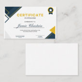 Modèle de certificat (Devant / Derrière)