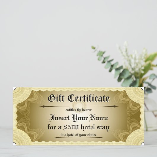 Modèle de certificat cadeau (Debout devant)