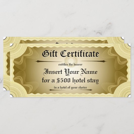 Modèle de certificat cadeau (Devant / Derrière)