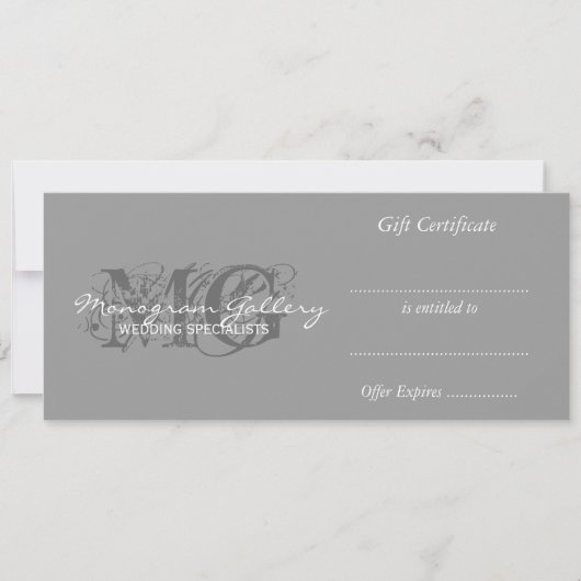 Modèle de certificat cadeau avec deux monogrammes (Devant)