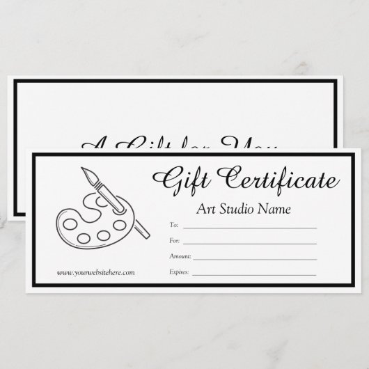 Modèle de certificat cadeau d'art modifiable (Devant / Derrière)