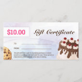 Modèle de certificat cadeau de boulangerie Dessert (Dos)