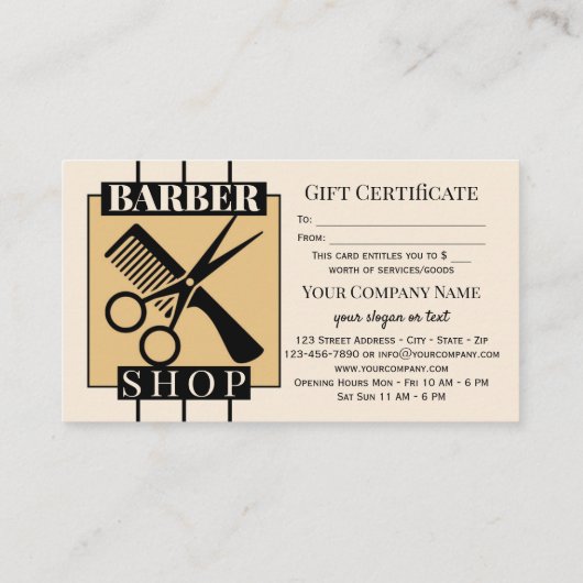 Modèle de certificat cadeau de la Boutique de coif (Dos)