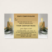 Modèle de certificat cadeau de Noël Bougies Dorées (Dos)