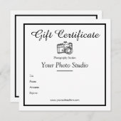 Modèle de certificat cadeau de photographie (Devant / Derrière)