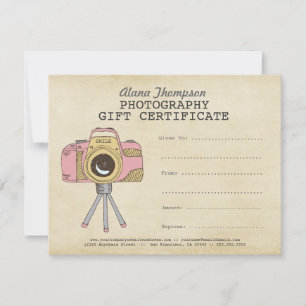 Modèle de certificat cadeau de photographie pour p
