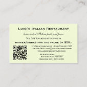 Modèle de certificat cadeau de restaurant italien (Dos)