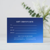Modèle de certificat cadeau d'entreprise avec logo (Debout devant)