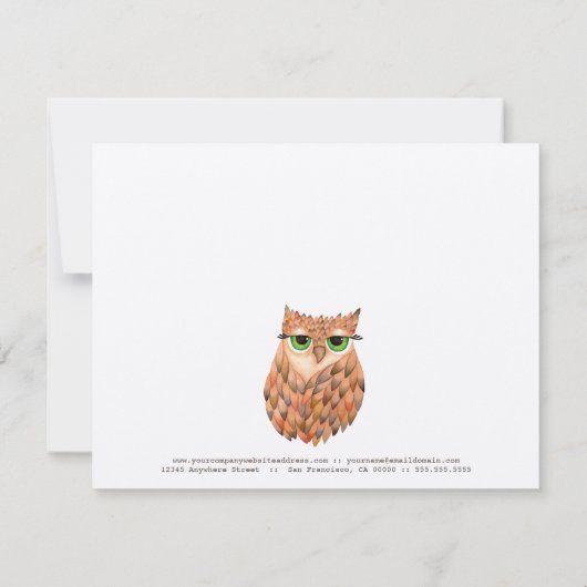 Modèle de certificat cadeau d'entreprise Owl Fashi (Dos)