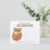 Modèle de certificat cadeau d'entreprise Owl Fashi (Debout devant)