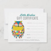 Modèle de certificat cadeau d'entreprise Owl Fashi (Devant)