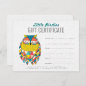Modèle de certificat cadeau d'entreprise Owl Fashi (Devant / Derrière)