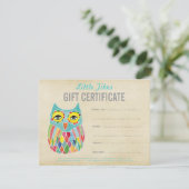 Modèle de certificat cadeau d'entreprise Owl Fashi (Debout devant)