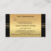 Modèle de certificat cadeau élégant or noir (Dos)