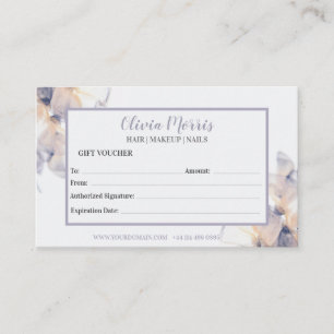 Modèle de certificat cadeau fleuri pastel violet