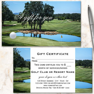 Modèle de certificat cadeau golf