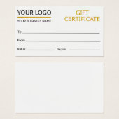 Modèle de certificat cadeau personnalisé (Devant & derrière)