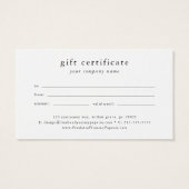 MODÈLE de certificat-cadeau pour bon d'affaires EM (Dos)