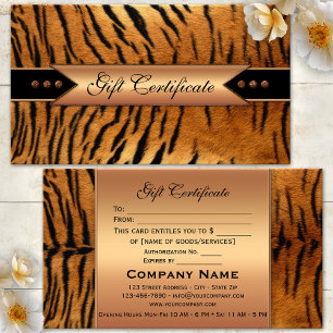 Modèle de certificat cadeau Rose Gold Tiger Beauty