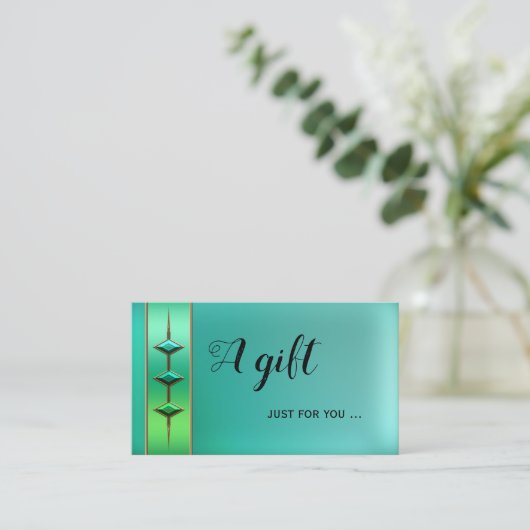 Modèle de certificat cadeau vert Festive Turquoise (Debout devant)